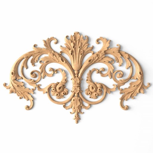Hand carved onlay applique Baroque style floral decor