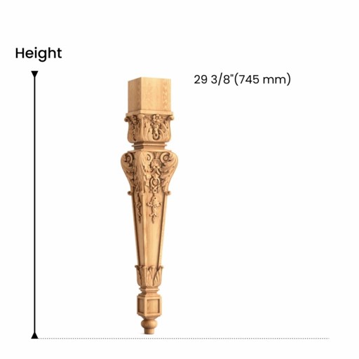 Square tapered table legs with acanthus leaf antique (1 PC)