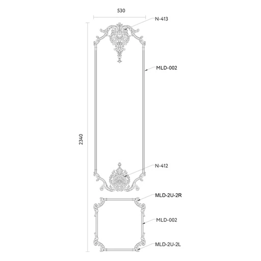 ORNAMENTAL FLORAL SET OF INTERIOR CARVINGS