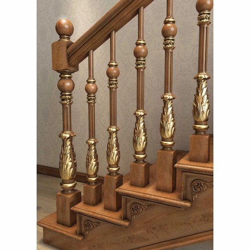 RENAISSANCE STYLE FLUTED WOODEN STAIRCASE POST