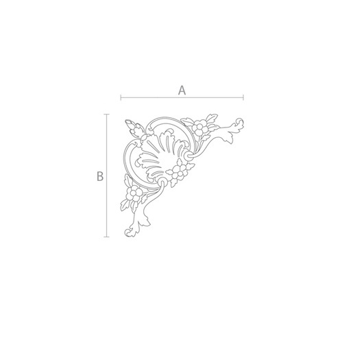 Ornamental wooden corner applique with flowers