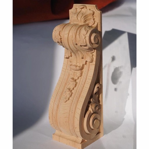 Ornate corbel scroll from oak with acanthus leaf