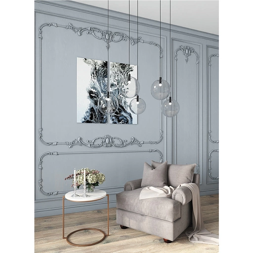DECORATIVE WALL MOLDING PANELS WITH CARTOUCHES, CARVED PEARLS AND SCROLLS