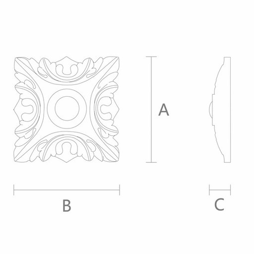 WOOD ROSETTE APPLIQUES SQUARE FLORAL
