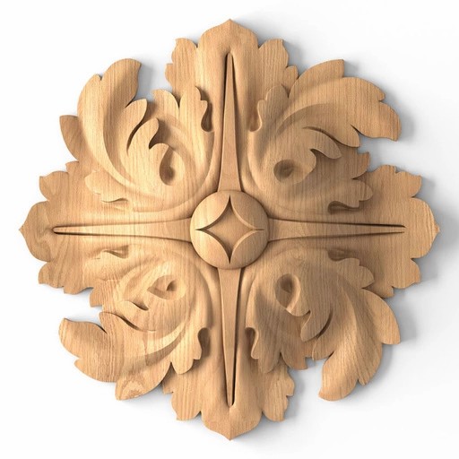 ORNATE WOODEN ROSETTE WITH ACANTHUS LEAF