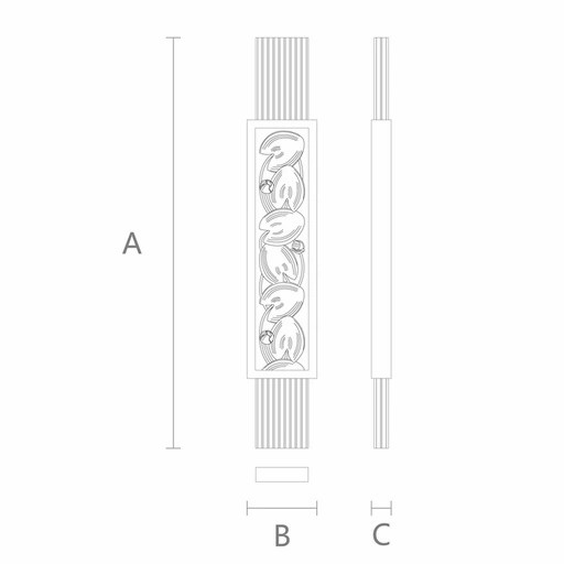 RECTANGULAR WOOD CARVED BALUSTER WITH WATER LILIES