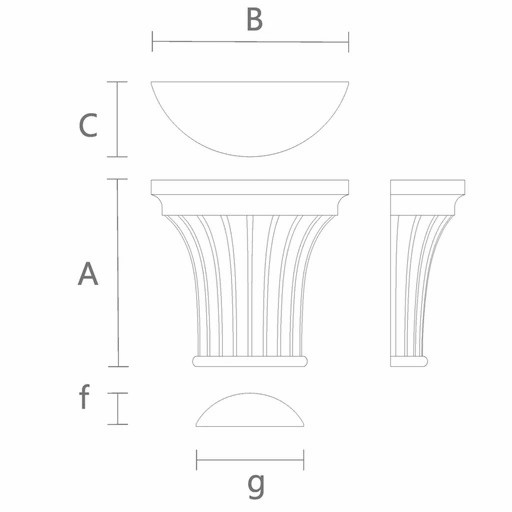 Decorative wood capital fluted Antique style