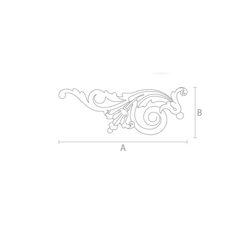 Carved solid wood classic-style floral applique, Left