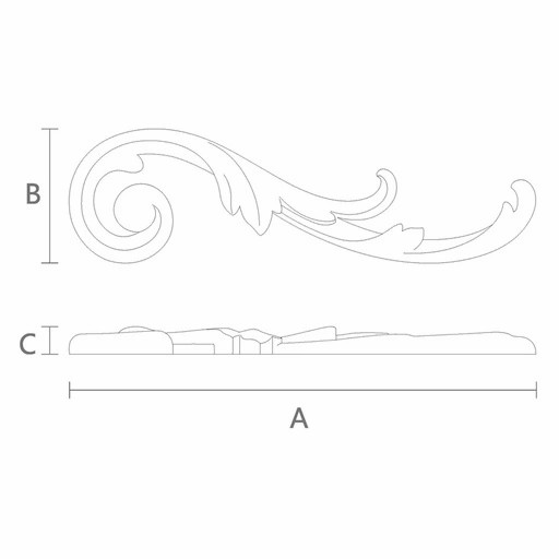 Classical-style hardwood acanthus cabinet onlays, Right