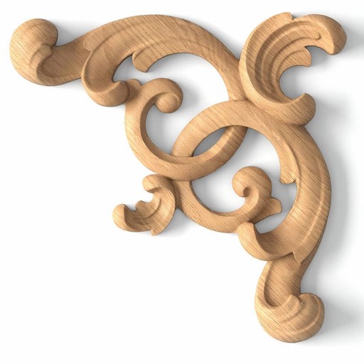 Pierced Classic-style beech corner onlays, Right