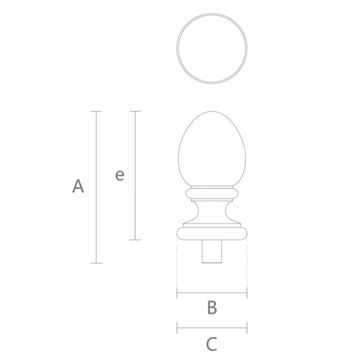 Farmhouse egg shaped finial for staircases from oak