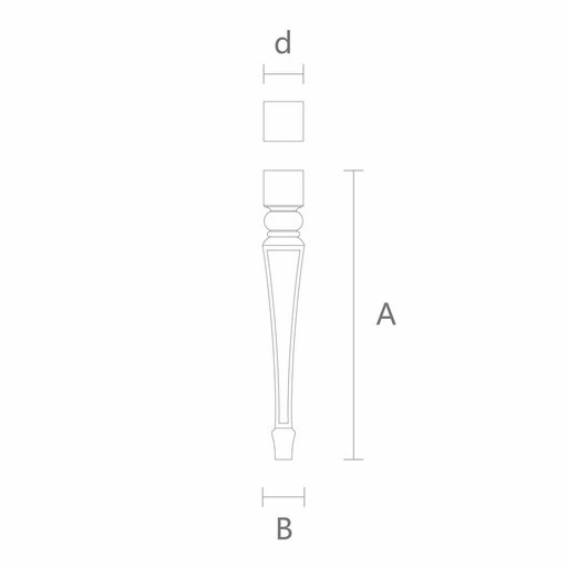 Tapered table legs with carved elements and spade foot (1 PC)