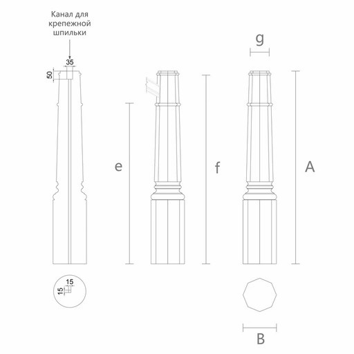 Faceted wooden stair newel post classic