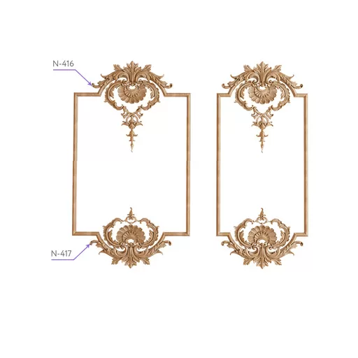 BAROQUE-STYLE SOLID WOOD ACANTHUS ONLAY FOR MOULDING
