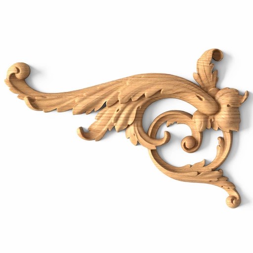 Baroque-style beech corner furniture applique, Right