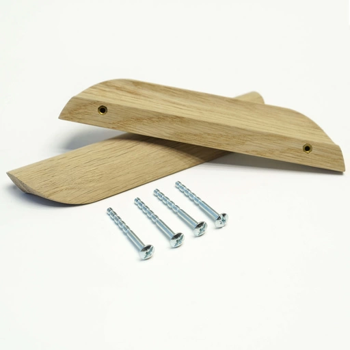 LONG HALF OVAL WOOD CABINET KNOBS FROM OAK. (SET OF 4 PC.)