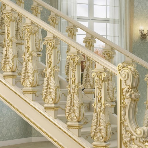 RENAISSANCE STYLE WOOD CARVED BALUSTER FOR STAIRCASE