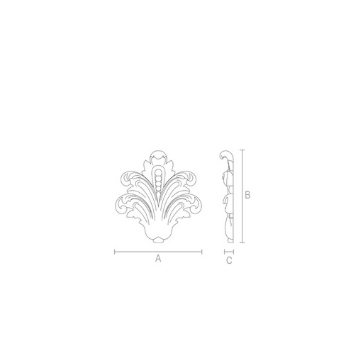 Beaded Palmette decorative carved applique from beech