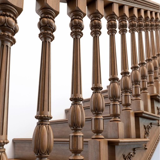 SQUARE TOP WOODEN BALUSTERS ARCHITECTURAL RENAISSANCE STYLE