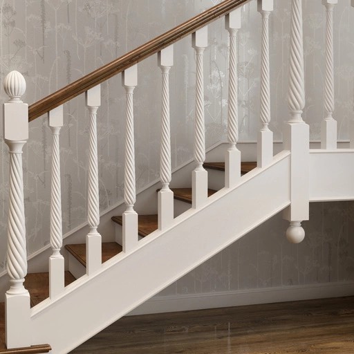 CUSTOM WOODEN ROUND BALUSTER WITH SPIRAL ORNAMENTATION