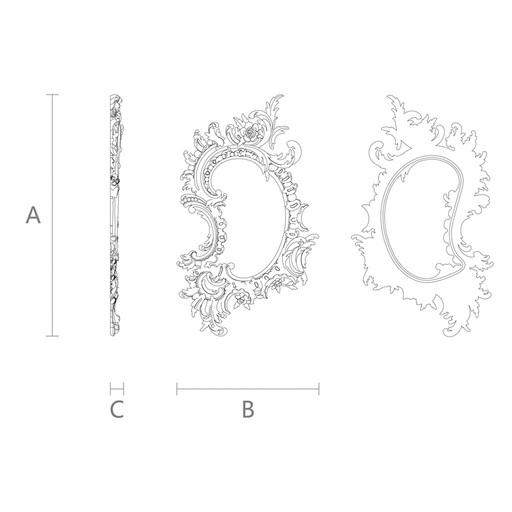 ROCOCO STYLE HARDWOOD CURVED FRAME MIRROR WITH FLOWERS