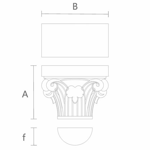 Fluted column tops half-round with acanthus scrolls gothic style