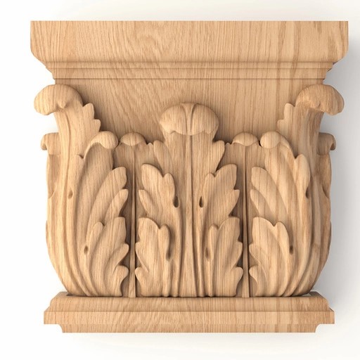 Neoclassical-style oak capital with acanthus leaves