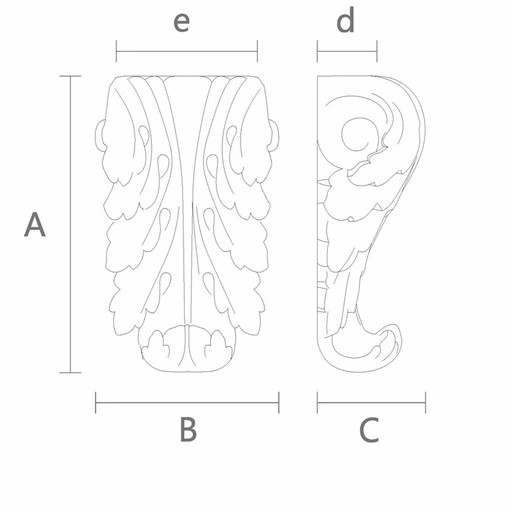 Carved wood corbel acanthus leaf Baroque