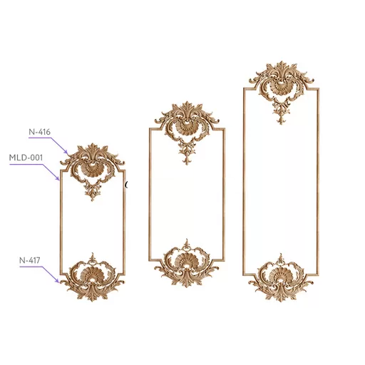 BAROQUE-STYLE SOLID WOOD ACANTHUS ONLAY FOR MOULDING