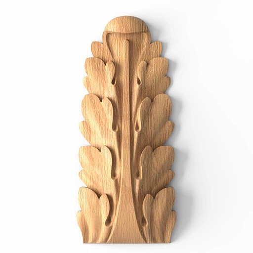 Carved decorative drop onlay for pilaster from oak