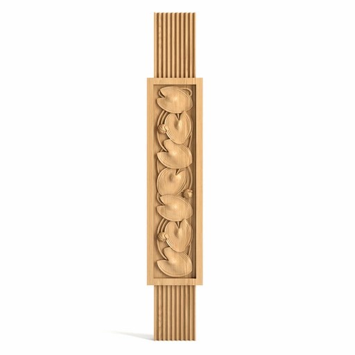 RECTANGULAR WOOD CARVED BALUSTER WITH WATER LILIES