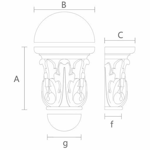 Medium antique-style wooden half round capital