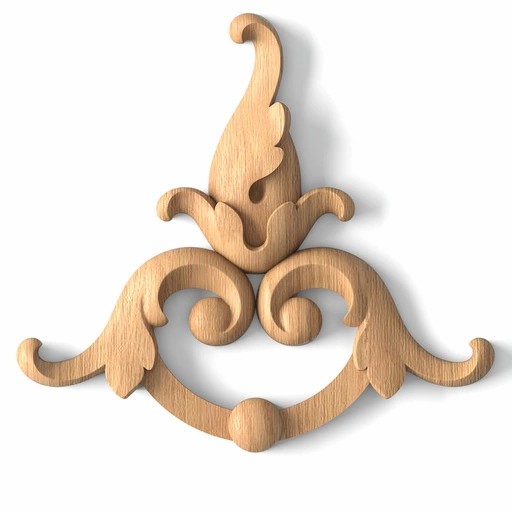 Small Baroque style wooden floral onlay for furniture