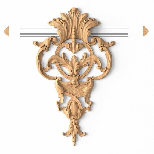 OPENWORK WOODEN BAROQUE-STYLE ONLAY WITH ACANTHUS SCROLLS