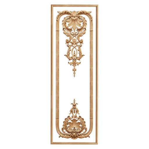 DECORATIVE FRENCH WOOD PANEL WITH CARVED ONLAYS AND CLASSICAL MOULDINGS