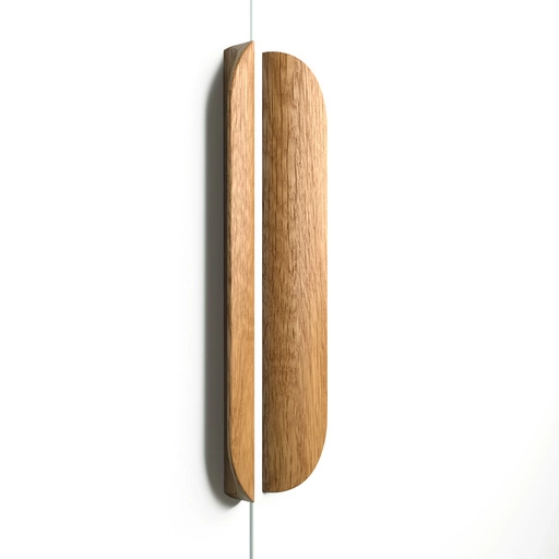LONG HALF OVAL WOOD CABINET KNOBS FROM OAK. (SET OF 4 PC.)