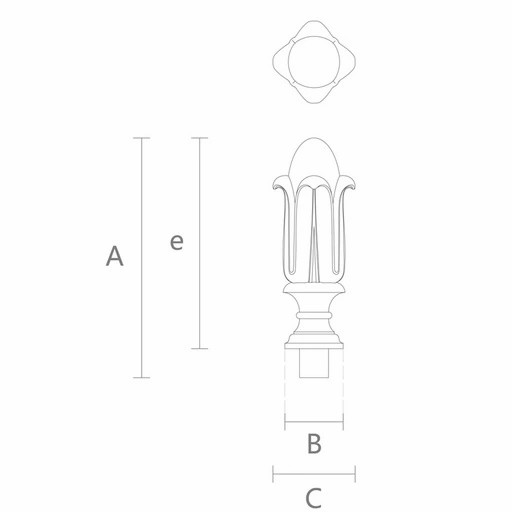 Long floral newel post decorative finials from beech