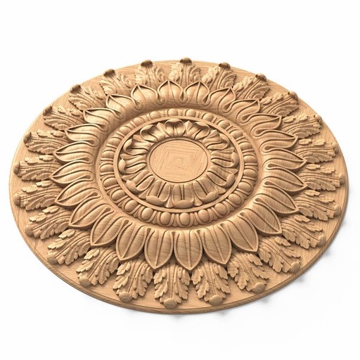 LARGE WOODEN ROUND IONIC ROSETTE APPLIQUE FOR CEILINGS