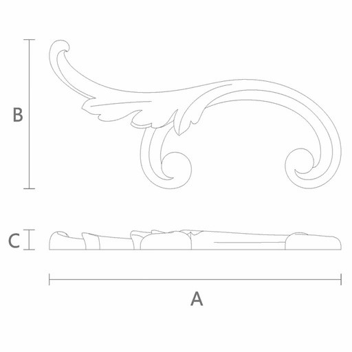 Decorative solid wood onlay with acanthus leaf, Left