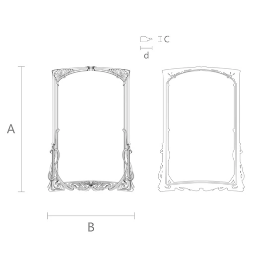 ARCHED ART NOUVEAU STYLE WOODEN RECTANGULAR FRAME