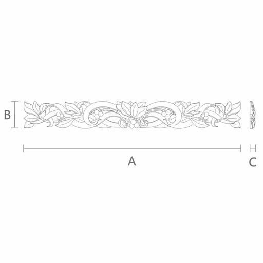 Carved laurel onlay with ribbons for doors from oak