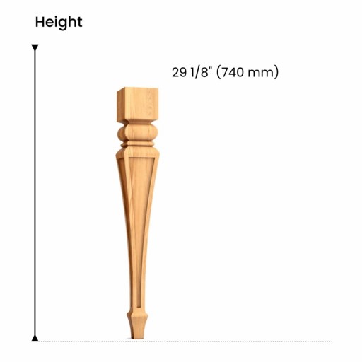 Large tapered unique table legs with carved elements (1 PC)