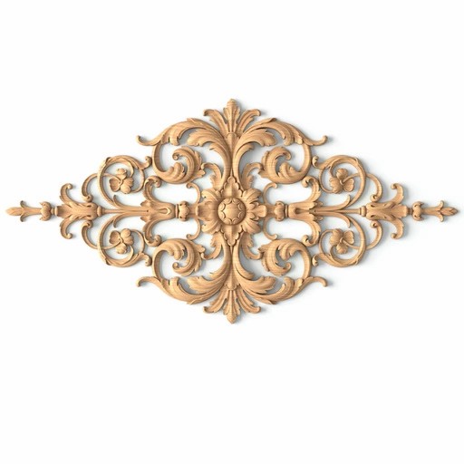 Carved Classical solid wood center onlay with scrolls