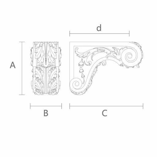 WIDE CORBEL WITH ACANTHUS LEAF BAROQUE