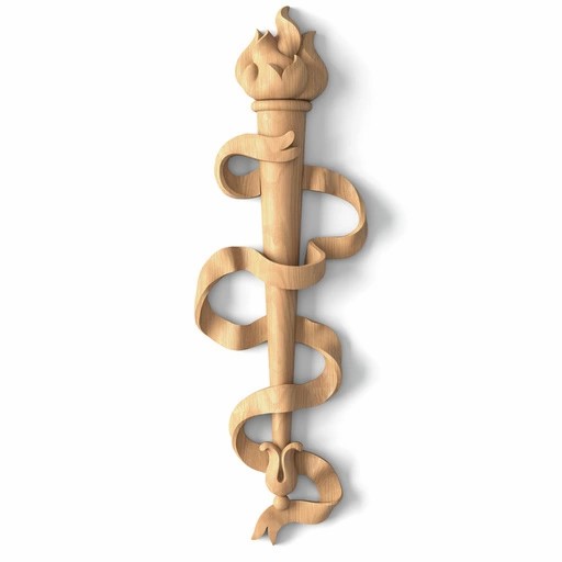 Decorative wooden torch onlay for interior