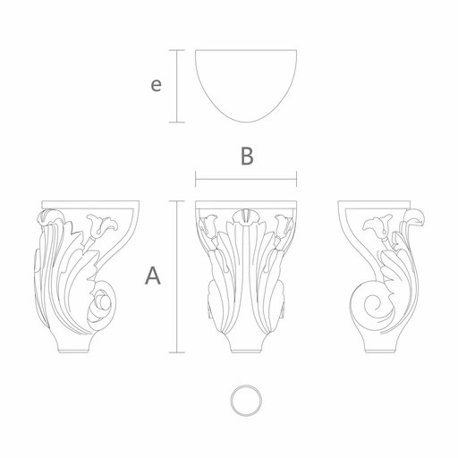 Furniture feet with acanthus leaf curved (1 PC)