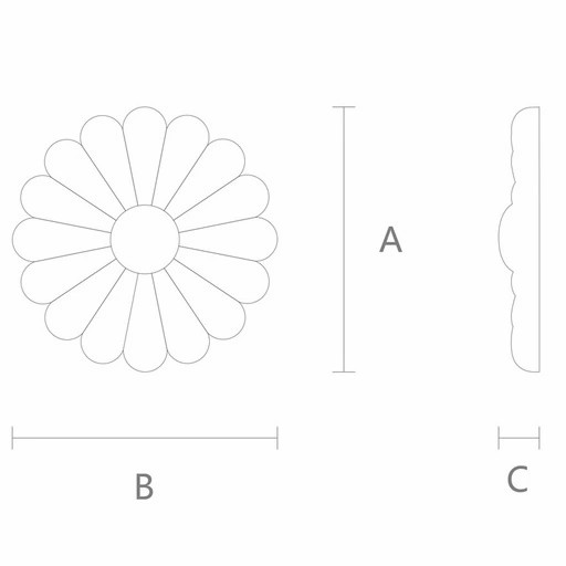 WOOD ROSETTE APPLIQUES FLORAL CLASSIC