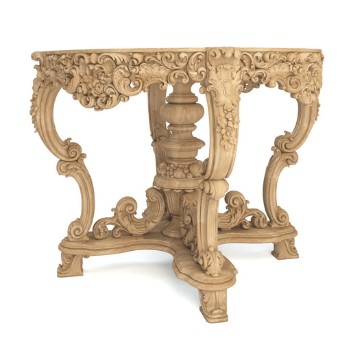 LUXURY ROUND SOLID WOOD ROCOCO COFFEE TABLE