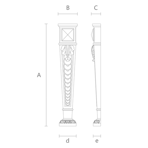 WOOD PILASTERS WITH ACANTHUS LEAVE ANTIQUE STYLE