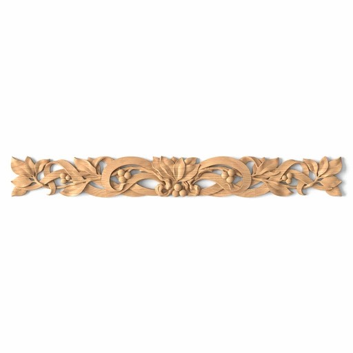 Carved laurel onlay with ribbons for doors from oak